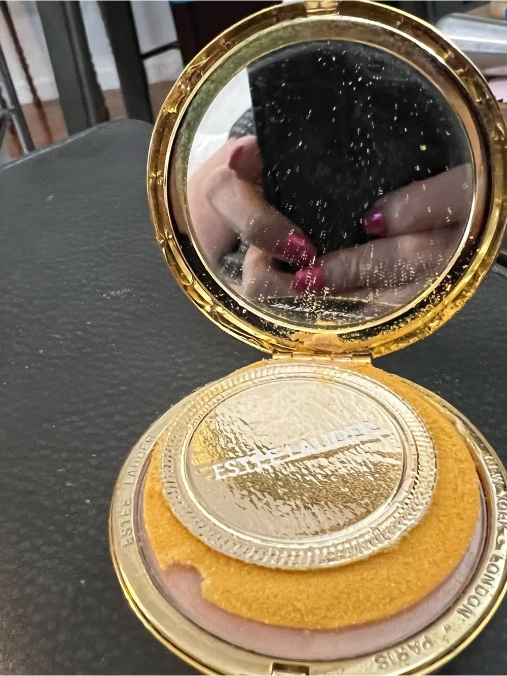 Gold Textured Compact Mirror - Women Accessories not used.
